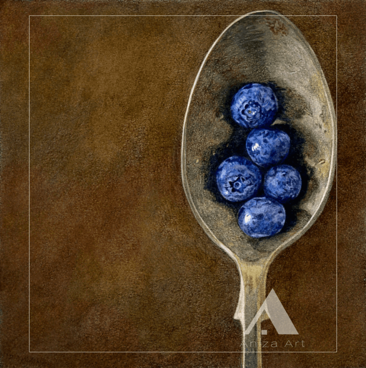 blueberries in an antique spoon